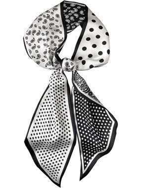 Women's black Printed Square Headscarf Bandanas Hair Scarf Neck Scarves